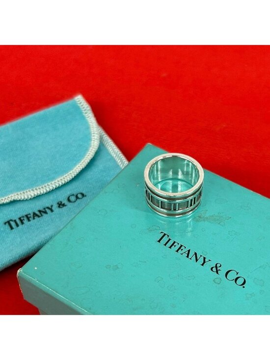 【TIFFANY&Co】925 ATLAS ring wide 13号 Tiffany & Co Atlas Wide Ring 925 No 13 Silver